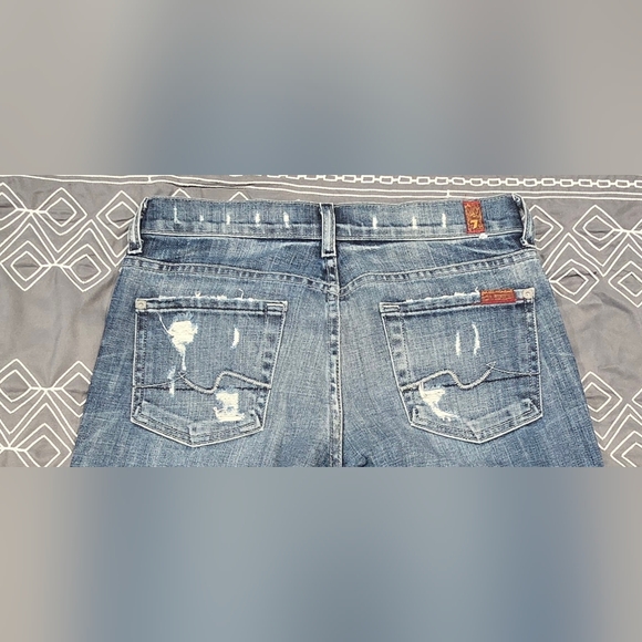7 For All Mankind Distressed Bootcut Jeans Size 28 - Picture 4 of 8